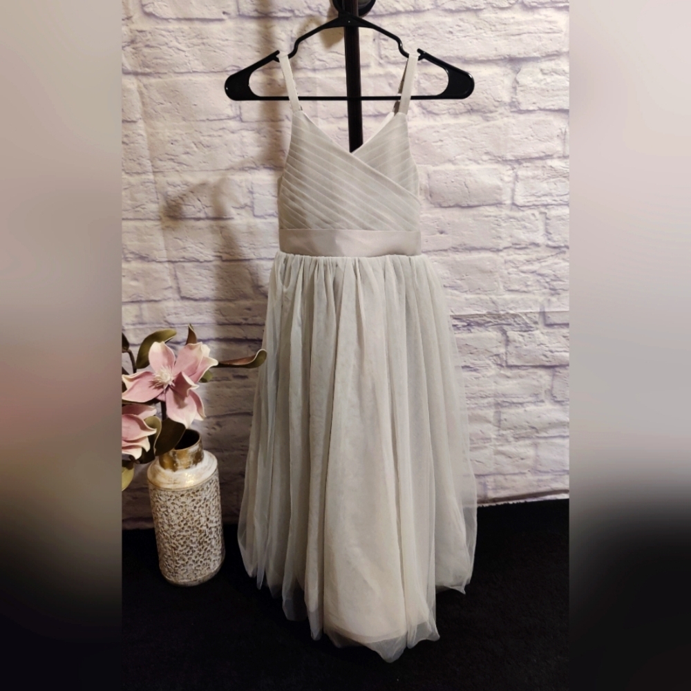Flower Girls Spaghetti Strap Tulle Dress Long A Line Wedding Pageant Dress
